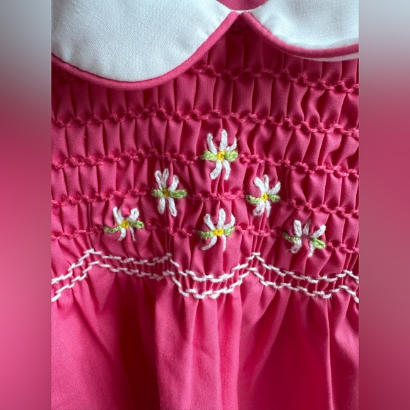 Winnie the Pooh Vintage Girl Smocked Dress 3T Pink Peter‎ Pan Collar Floral - Picture 4 of 7